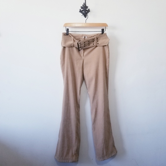 Vintage Le Chateau 90's 00's Flare Pants Wide Eyelet Belt Size M (9/10) - Picture 1 of 3